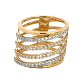 18k Yellow Gold and Diamond Stacked Ring in size 5.5 and total gold weight of 6.82g